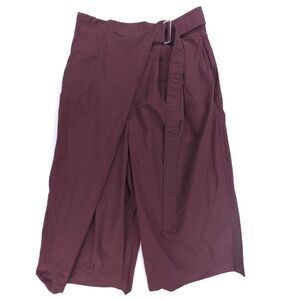 COS Belted Wrap Front Cotton Shorts Burgundy Wide Leg Culotte Minimal Old Money